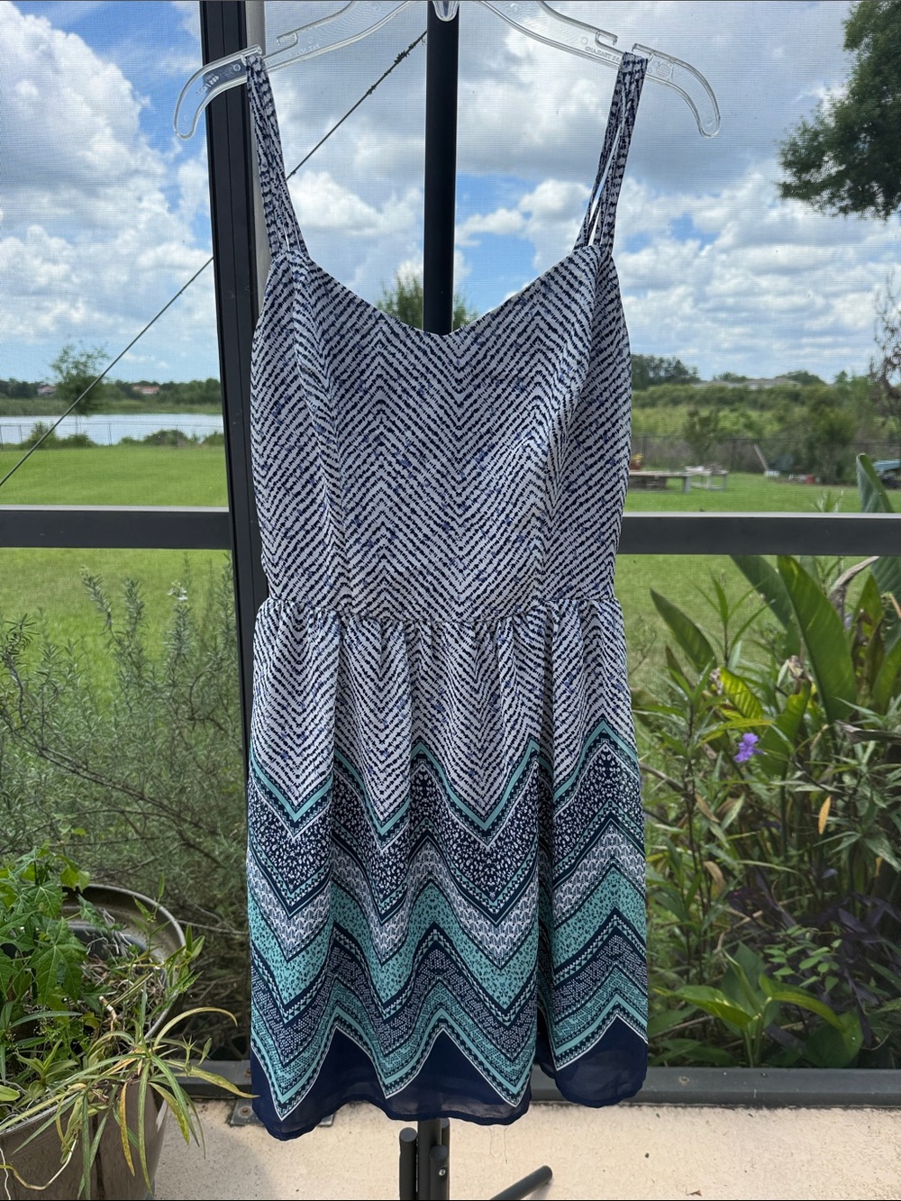 BeBop Navy, Teal & White Chevron Mini Sundress